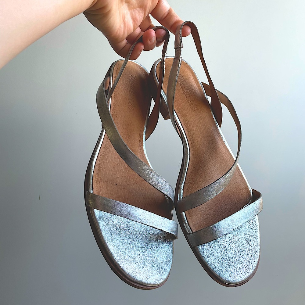 Madewell Silver Sandals (Asymmetrical)